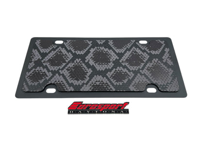 Blacked Out Python Print Carbon Steel License Plate