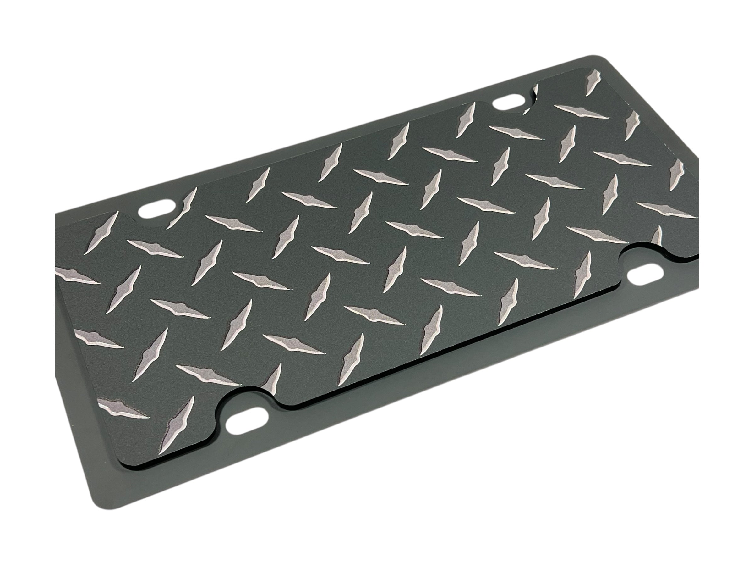 Blacked Out Diamond Plate Carbon Steel License Plate