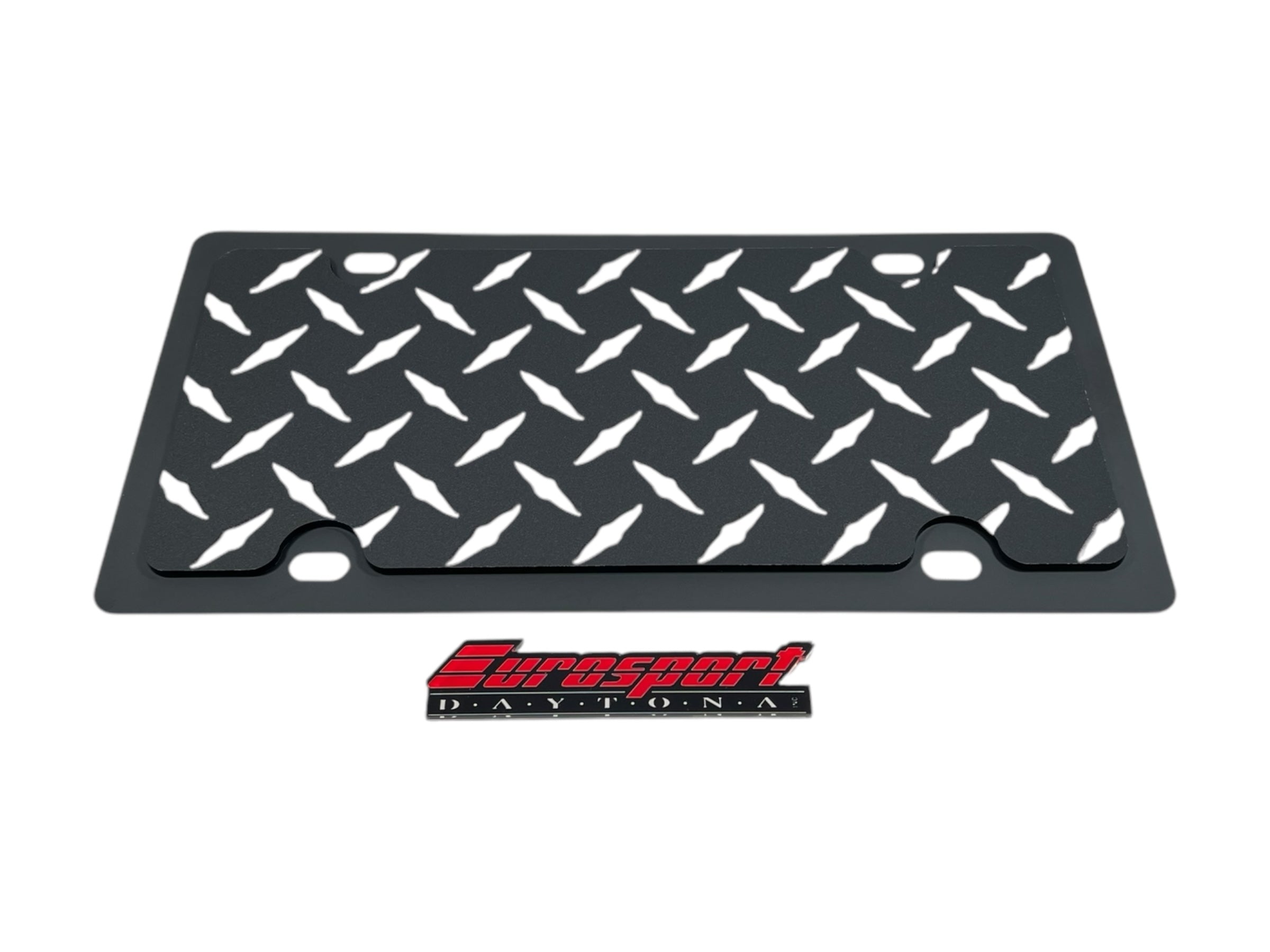 Blacked Out Diamond Plate Carbon Steel License Plate