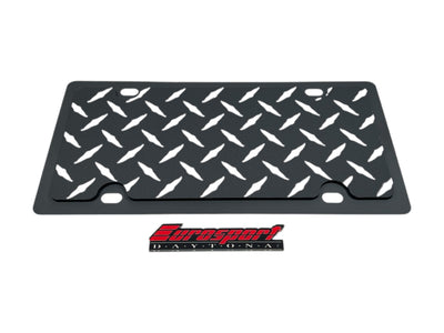 Blacked Out Diamond Plate Carbon Steel License Plate