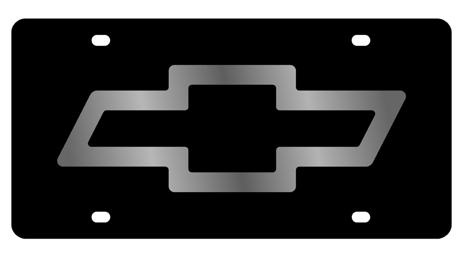 a silver chevrolet symbol on a black background