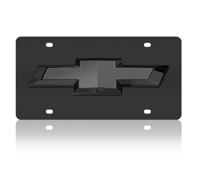 Chevrolet Bowtie Blacked Out Carbon Steel License Plate