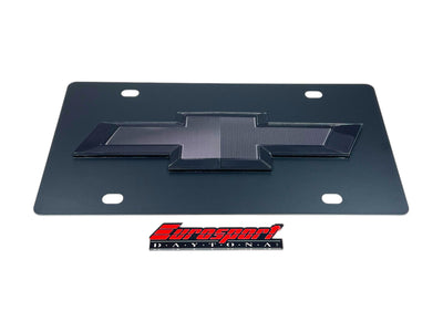 Chevrolet Bowtie Blacked Out Carbon Steel License Plate