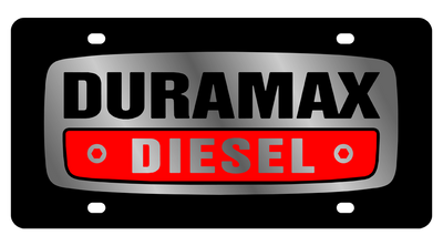 a red and silver sign that says duramax diesel
