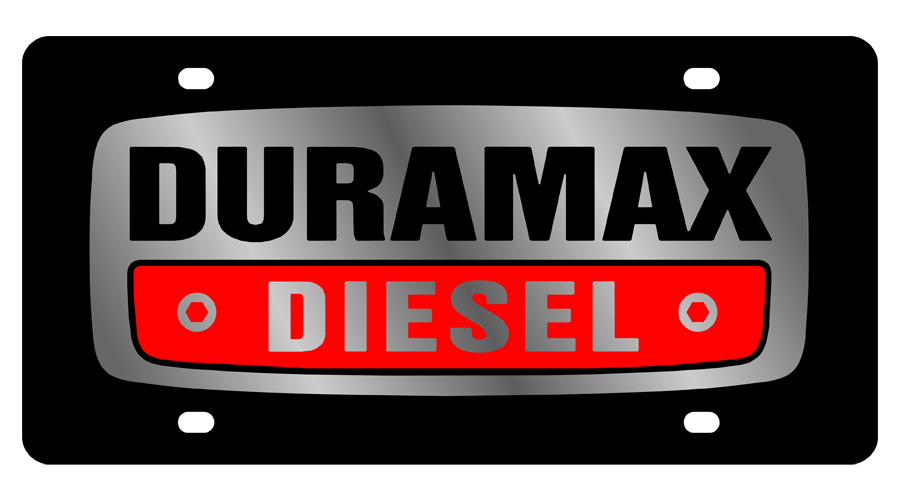 a red and silver sign that says duramax diesel