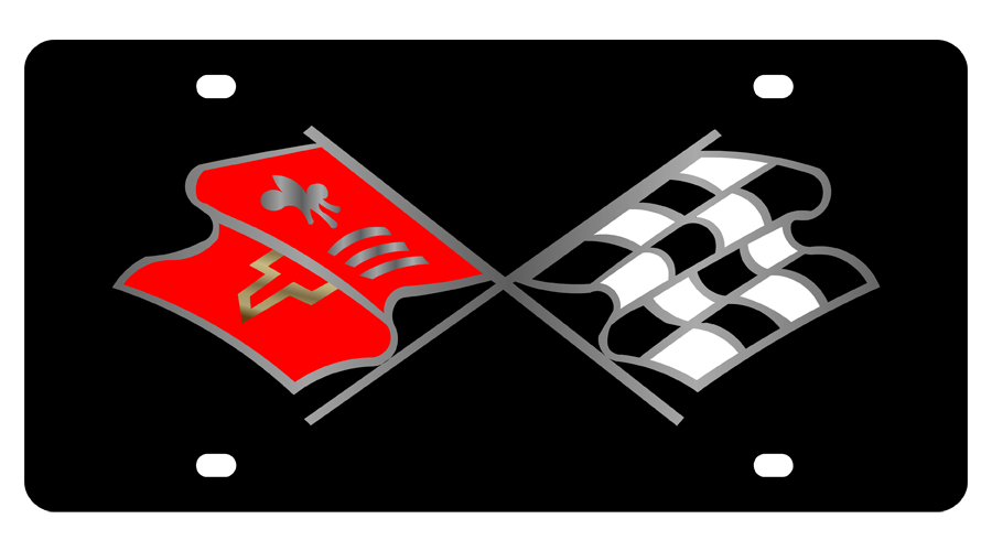 a black and red flag with two crossed flags