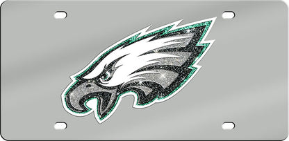 a metal license plate with the philadelphia eagles logo