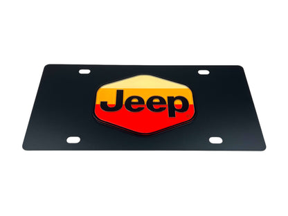 Retro Jeep Logo Carbon Steel License Plate