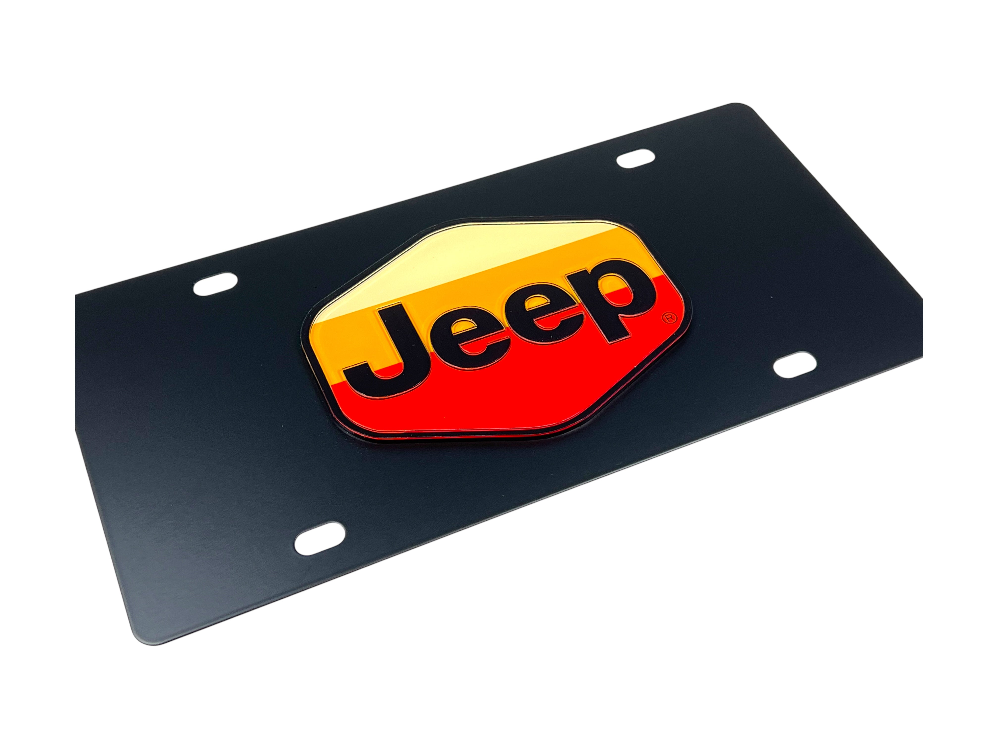 Retro Jeep Logo Carbon Steel License Plate