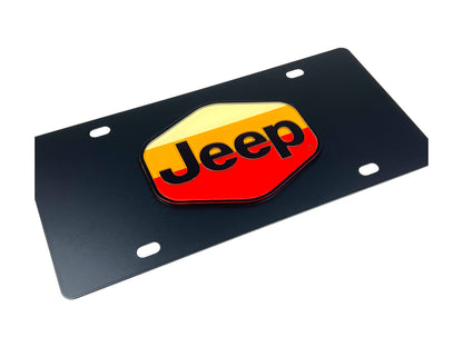 Retro Jeep Logo Carbon Steel License Plate