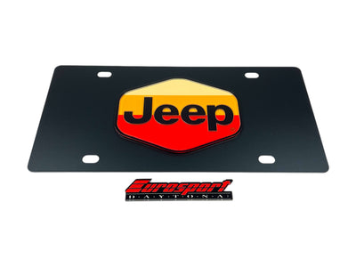 Retro Jeep Logo Carbon Steel License Plate