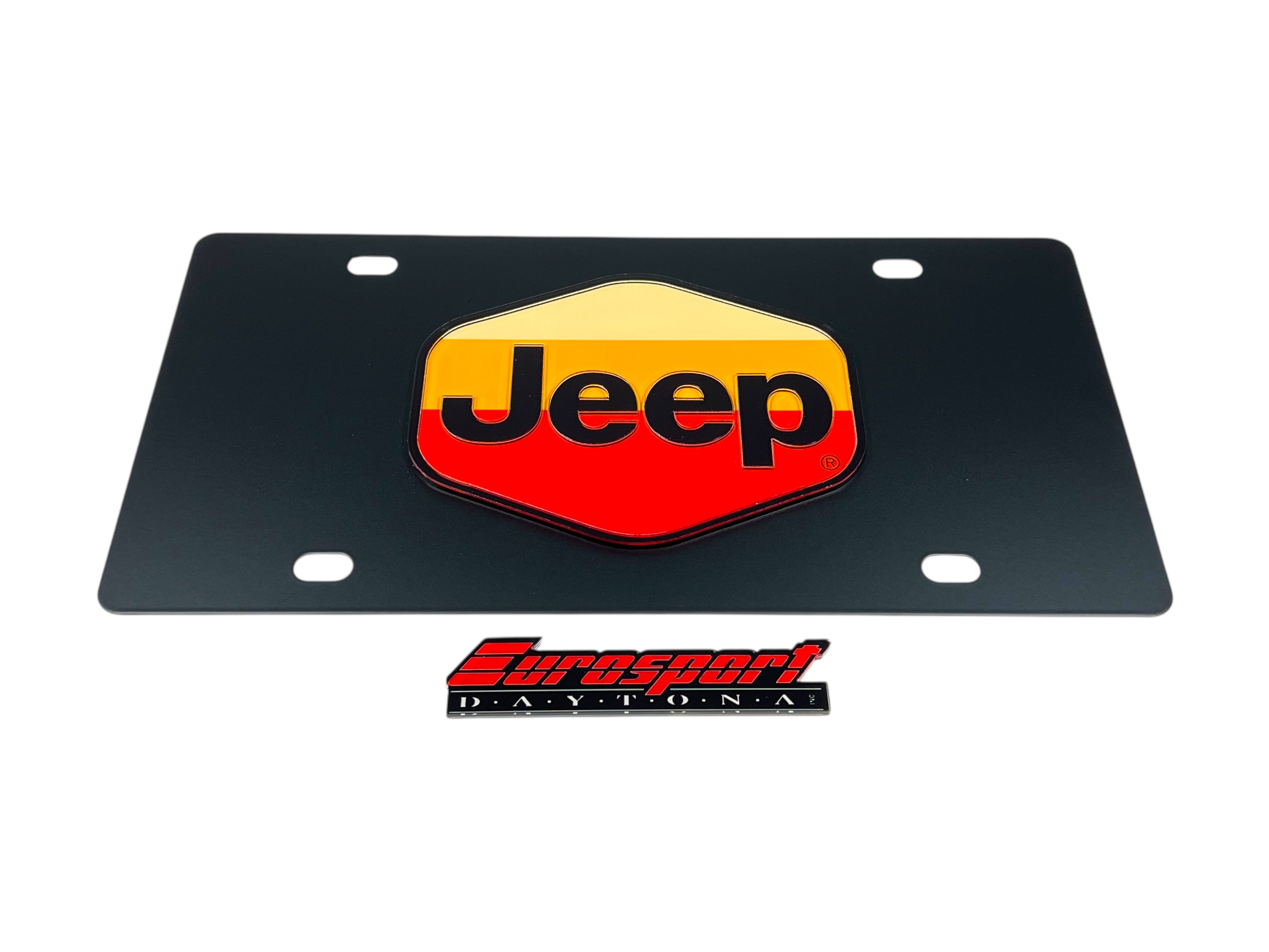 Retro Jeep Logo Carbon Steel License Plate