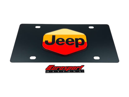 Retro Jeep Logo Carbon Steel License Plate