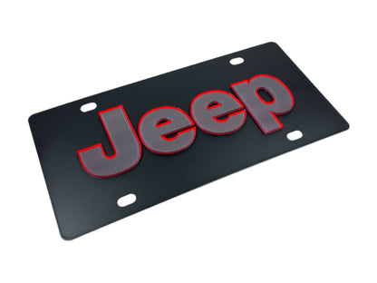 a jeep license plate with the word jeep on it