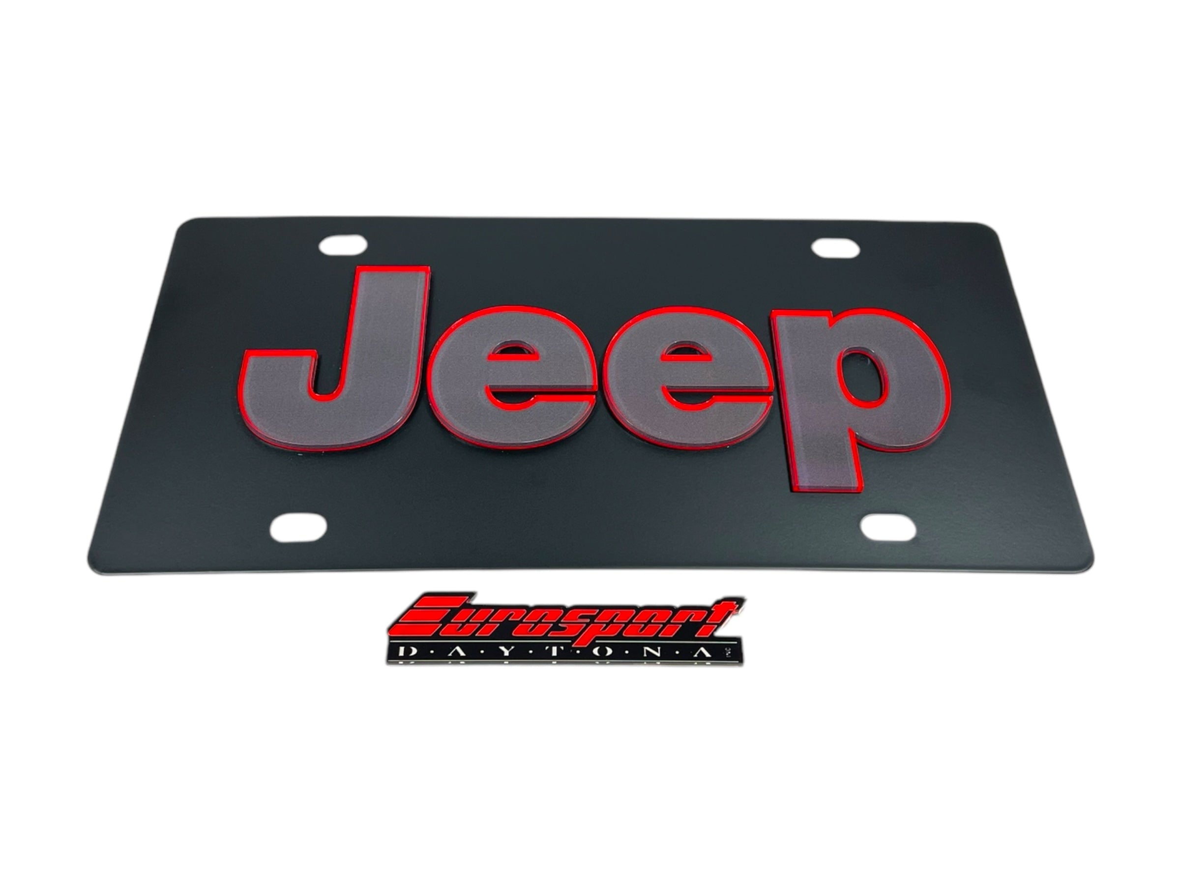 a jeep license plate with the word jeep on it