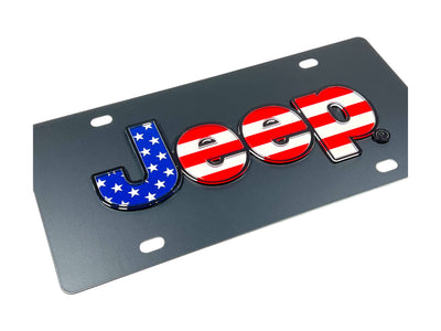 Jeep USA Flag Carbon Steel License Plate