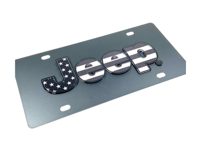 Jeep Blacked Out USA Flag Carbon Steel License Plate