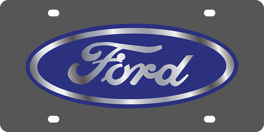 a blue ford emblem on a gray background