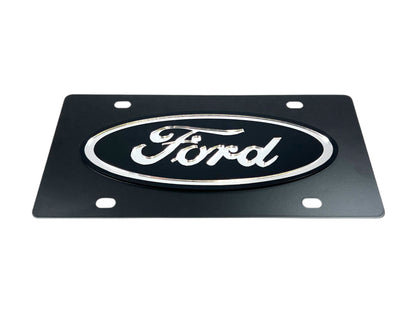 a ford emblem on a black metal plate