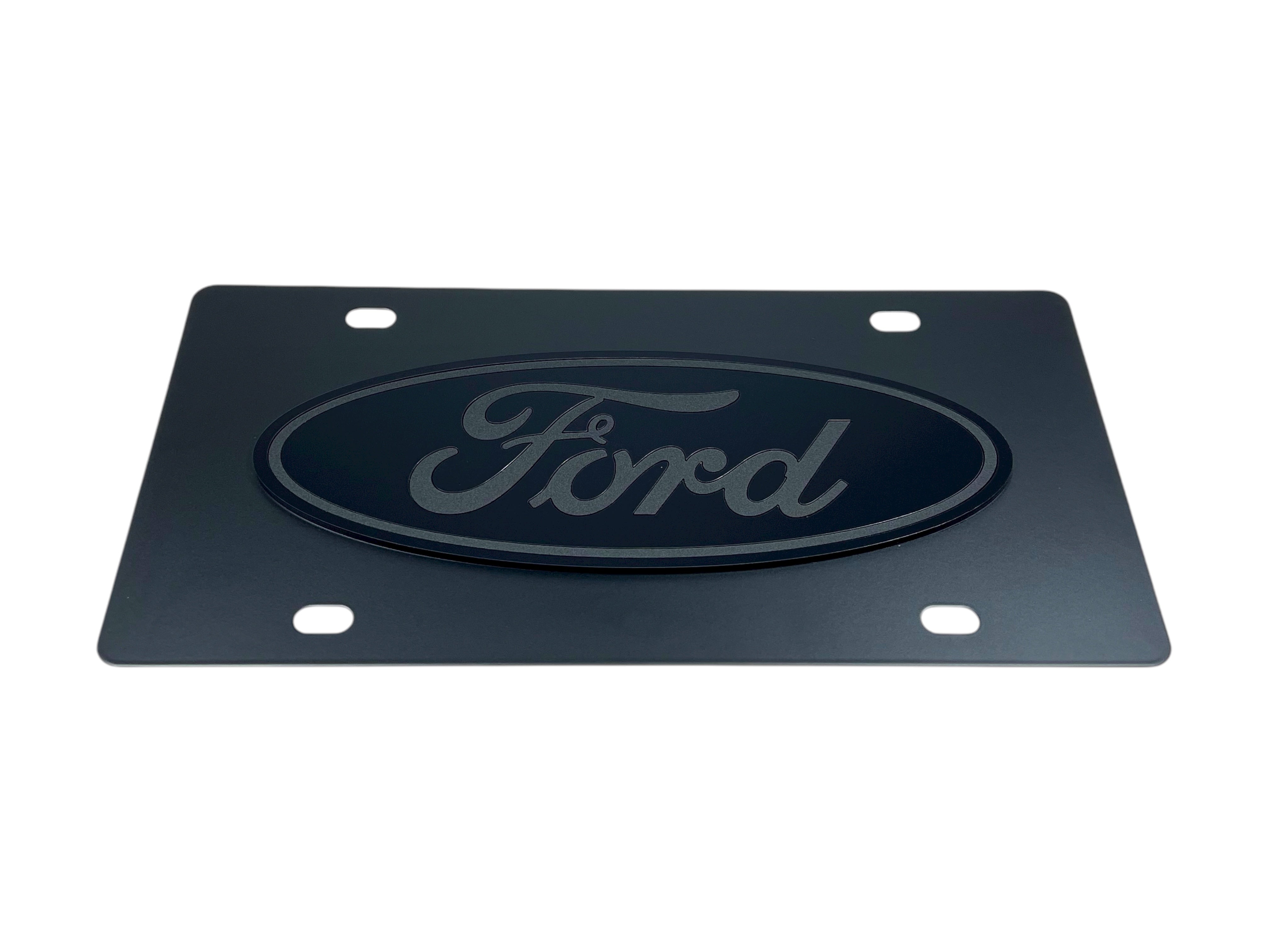 Ford Oval Blacked Out Carbon Steel License Plate