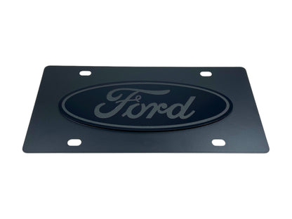 Ford Oval Blacked Out Carbon Steel License Plate