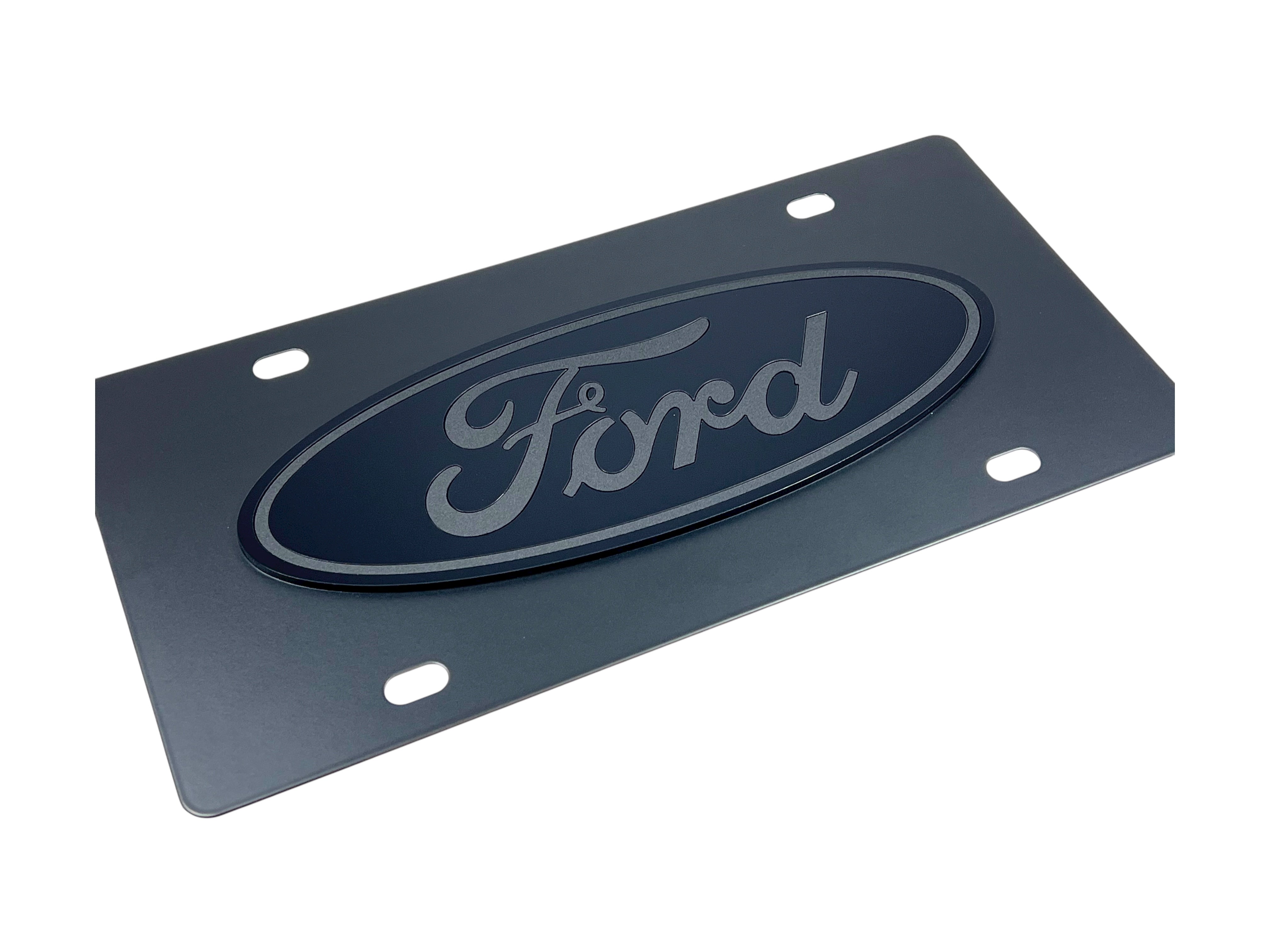 Ford Oval Blacked Out Carbon Steel License Plate