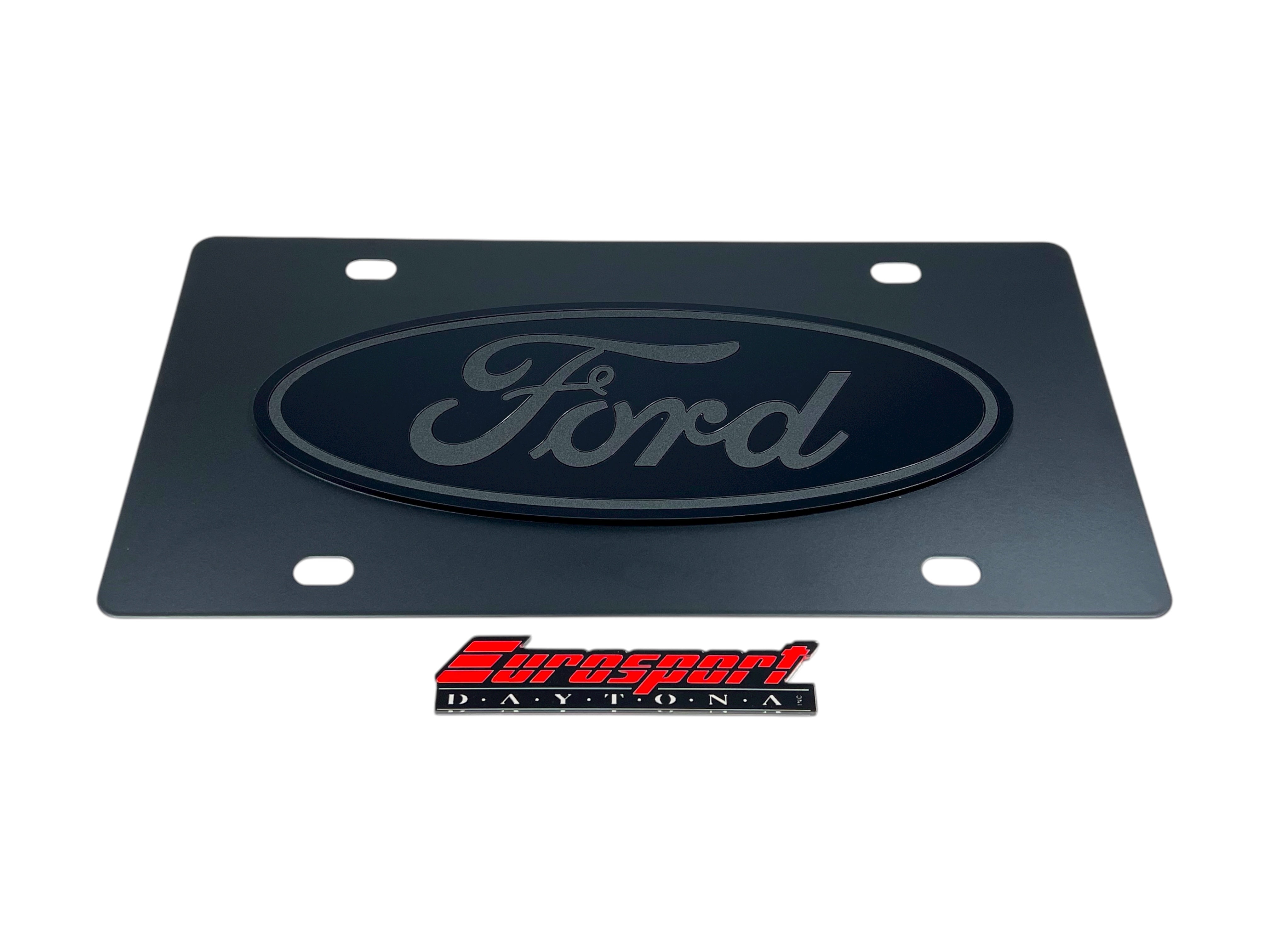 Ford Oval Blacked Out Carbon Steel License Plate