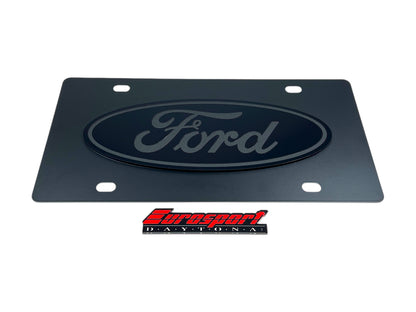 Ford Oval Blacked Out Carbon Steel License Plate