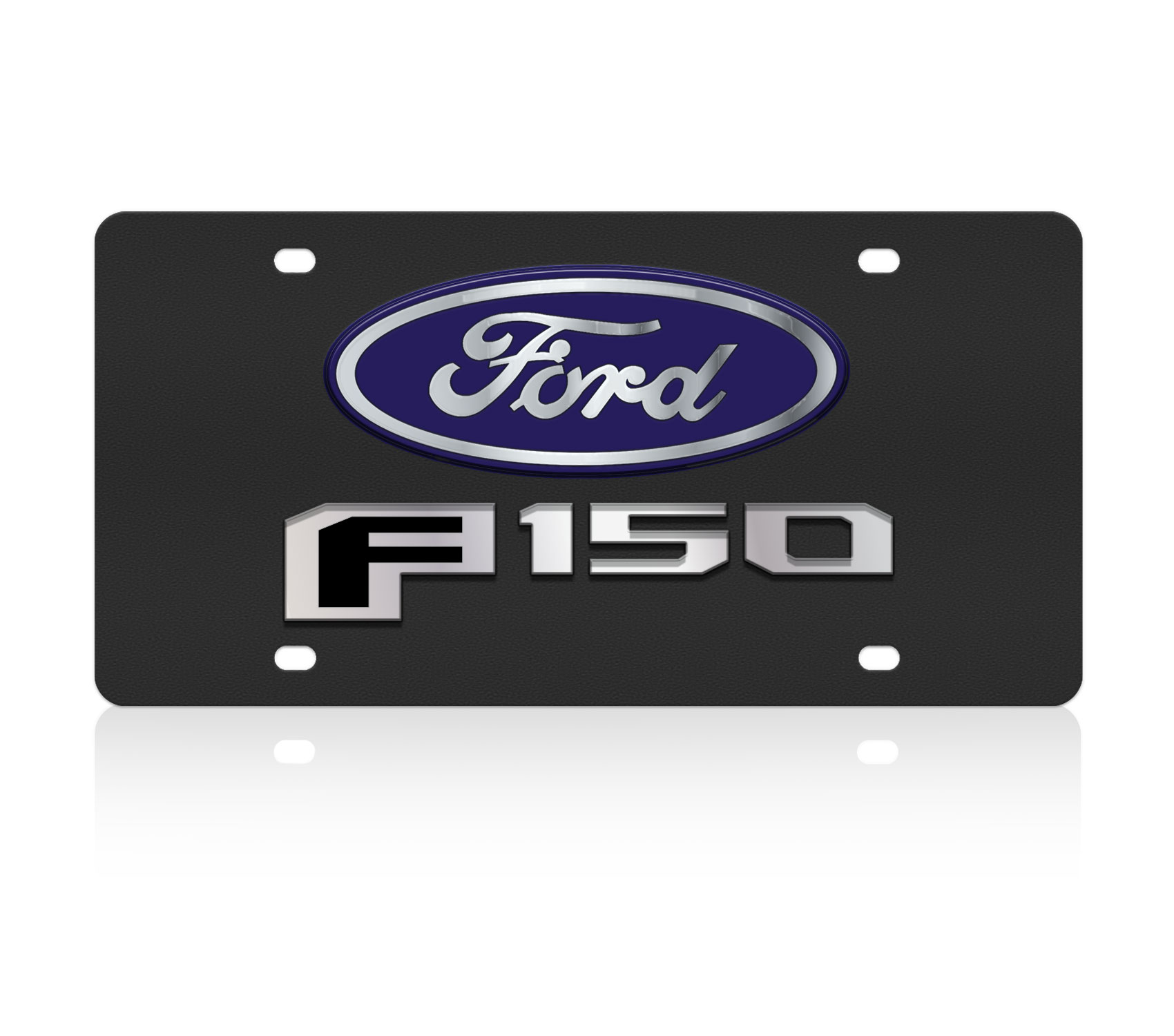 a black license plate with the ford logo