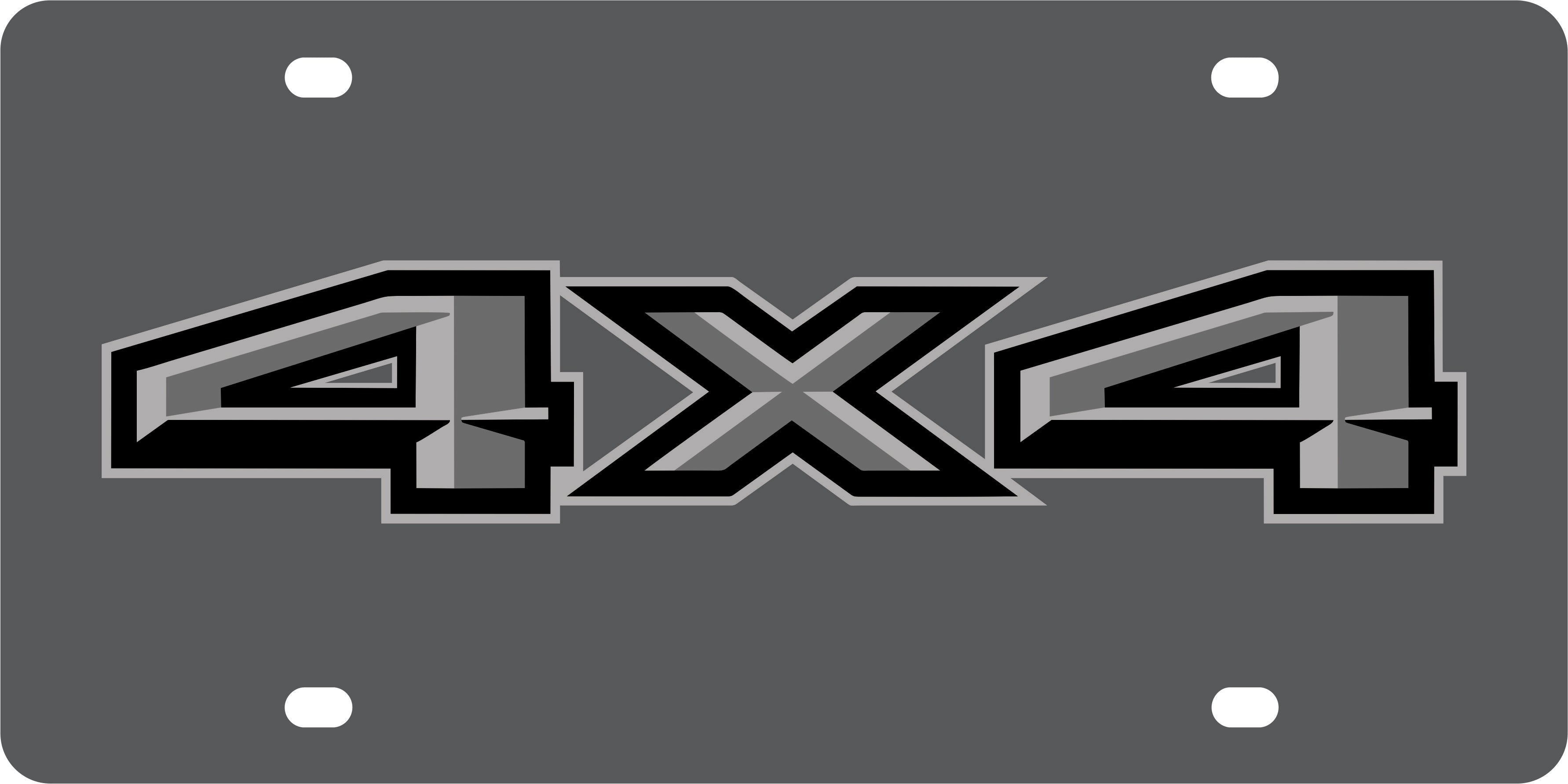 Ford 4X4 Blacked Out Carbon Steel License Plate