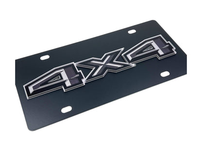Ford 4X4 Blacked Out Carbon Steel License Plate