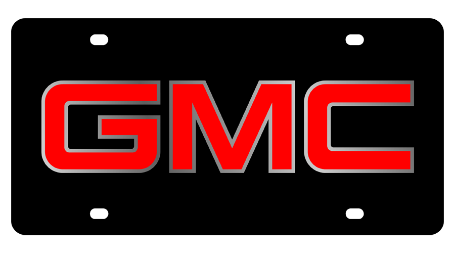 the gmc logo on a black background