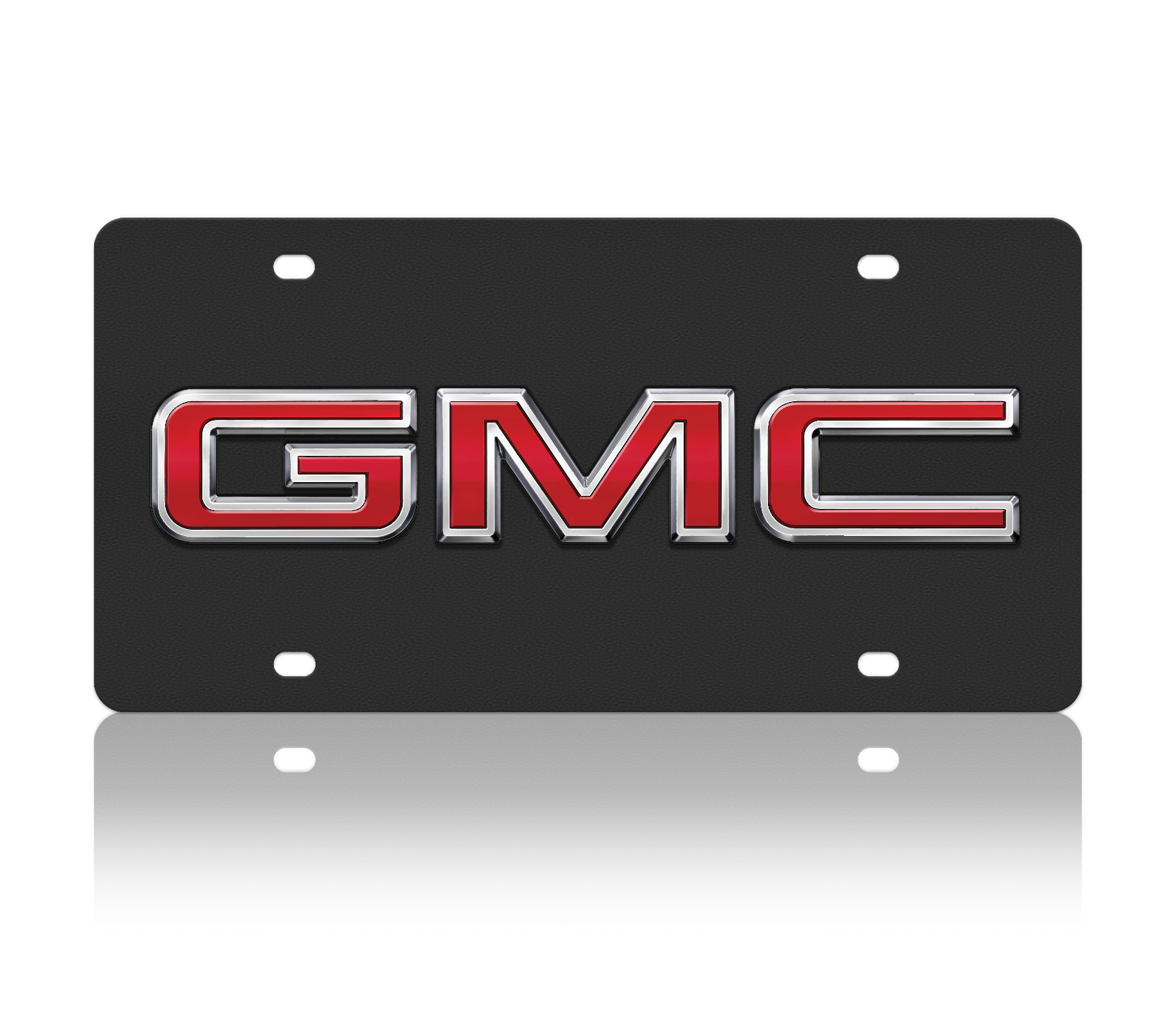 a black license plate with the gmc logo on it