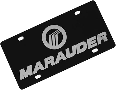 a black license plate with the word marauder on it