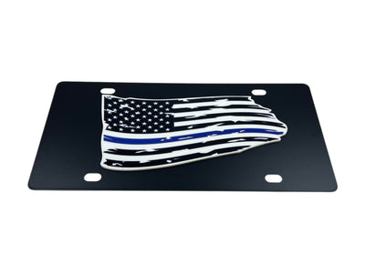 Distressed American Flag Carbon Steel License Plate