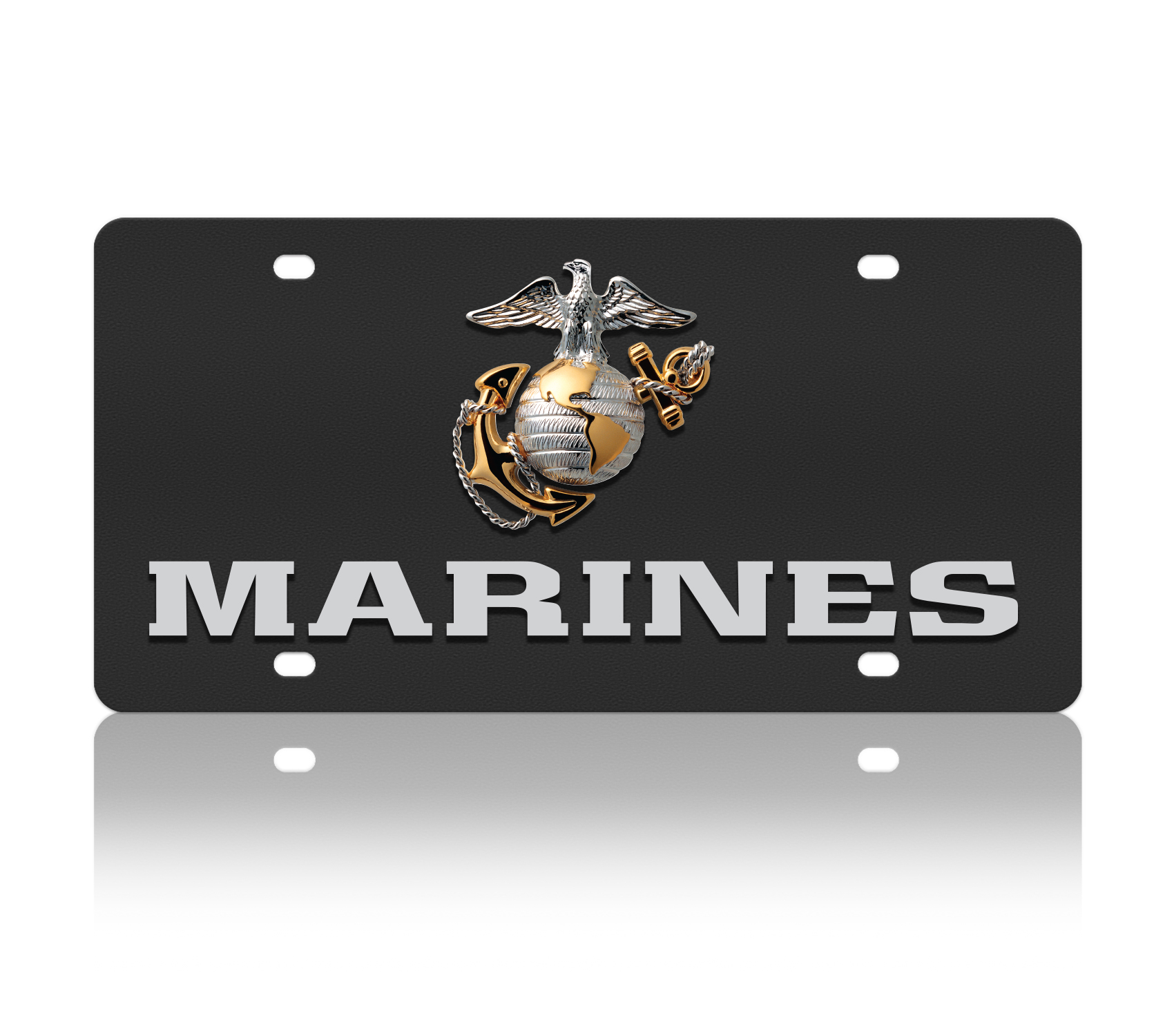 a license plate with a marine emblem on it