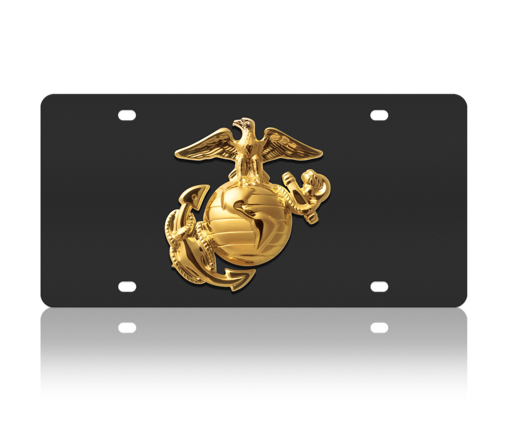 Marines Gold Logo Enlisted Service Insignia Carbon Steel License Plate