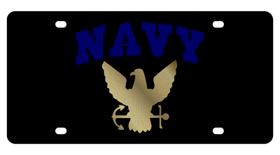a navy emblem with a gold eagle on it
