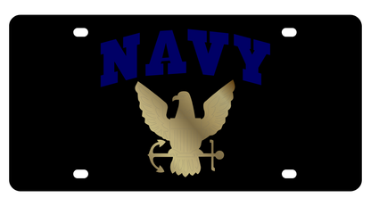 a navy emblem with a gold eagle on it