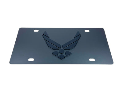 Air Force Carbon Steel Blacked Out License Plate