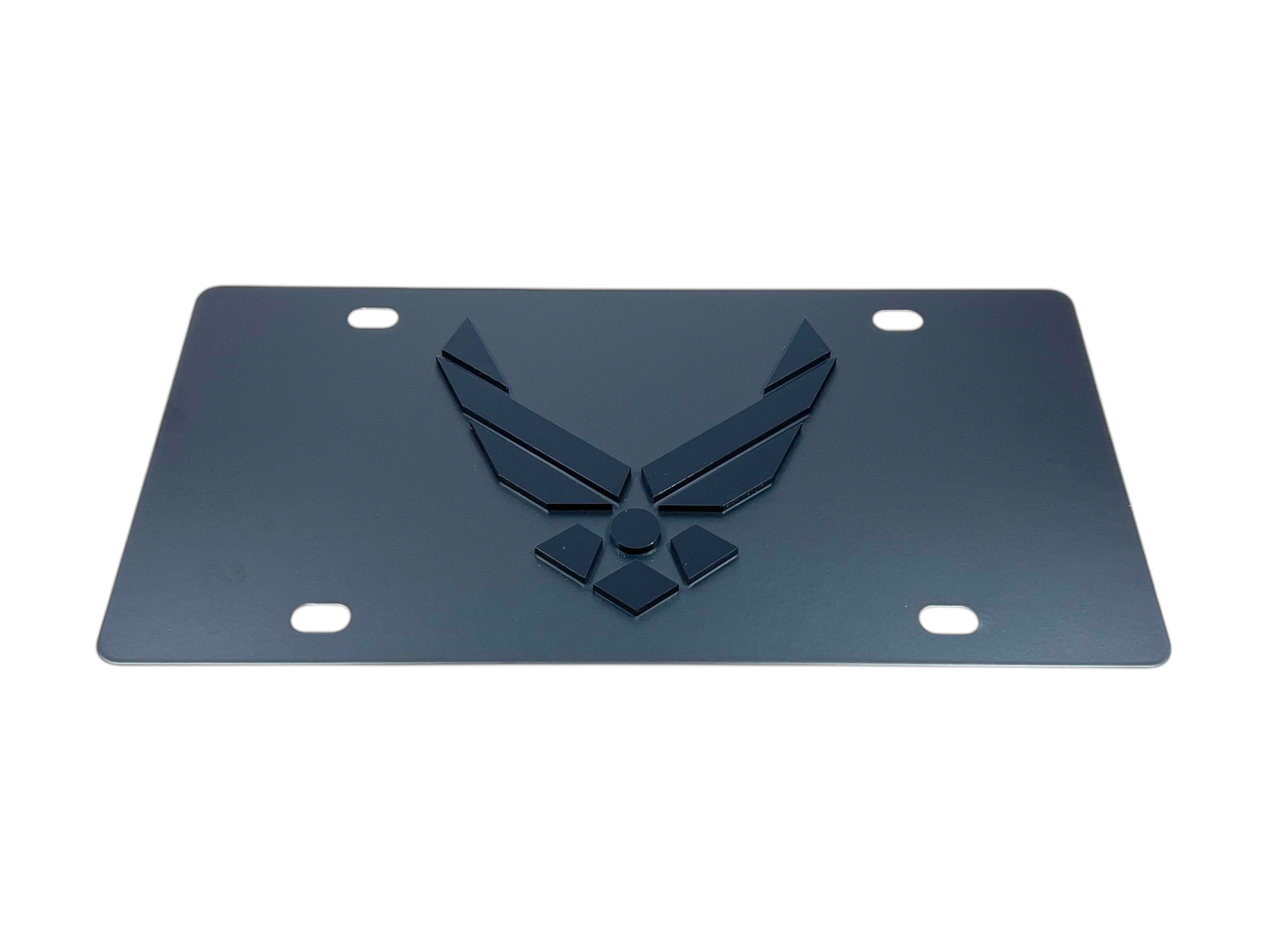 Air Force Carbon Steel Blacked Out License Plate