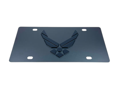 Air Force Carbon Steel Blacked Out License Plate