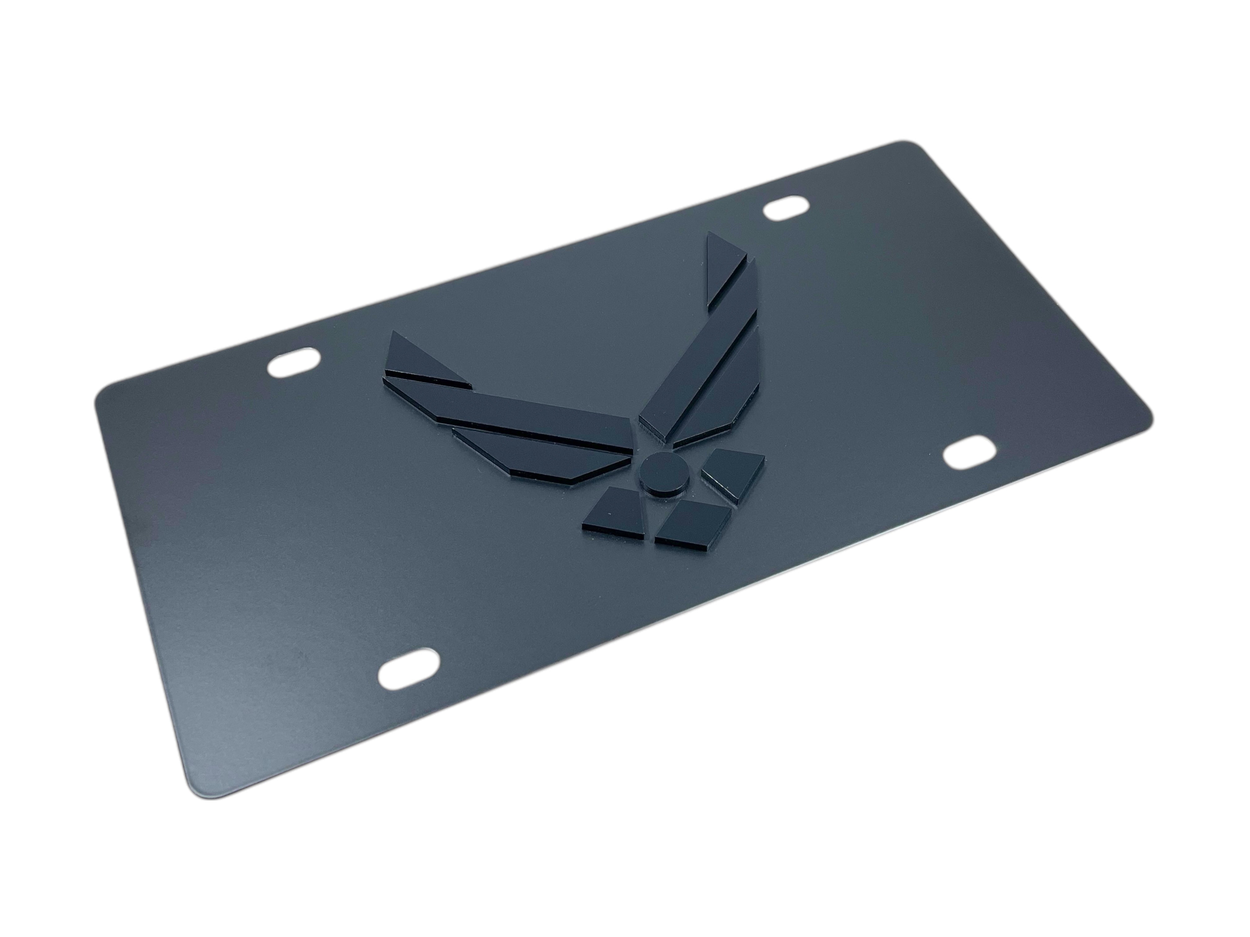 Air Force Carbon Steel Blacked Out License Plate