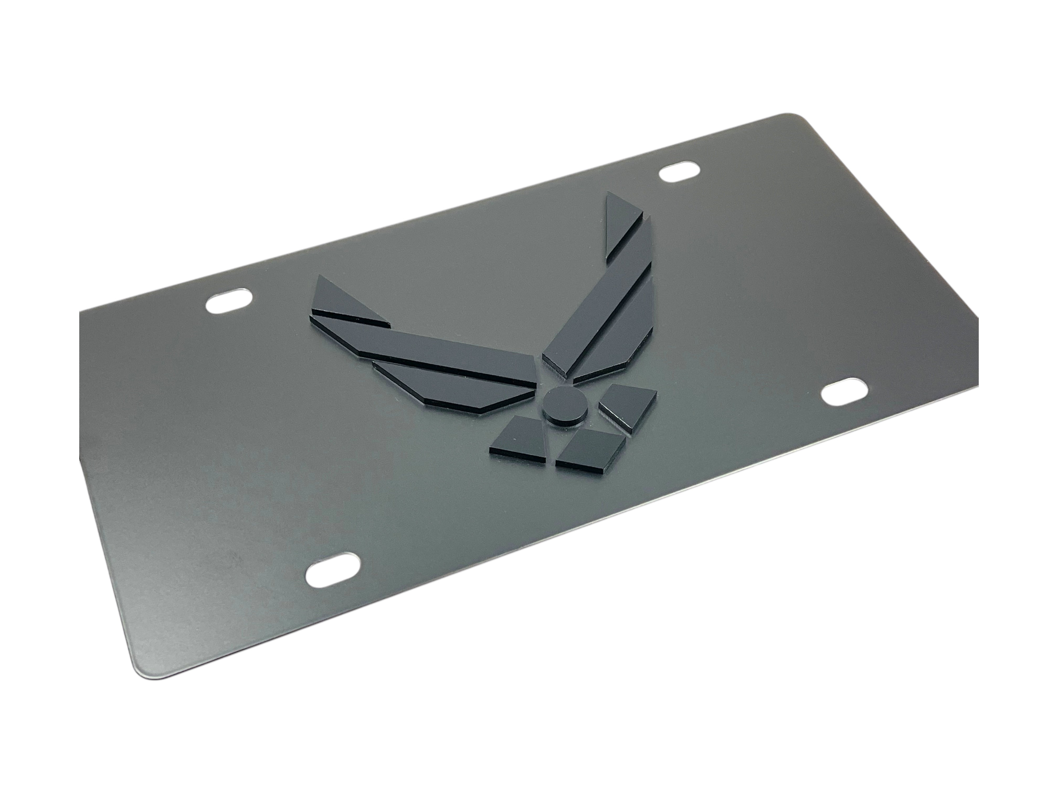 Air Force Carbon Steel Blacked Out License Plate