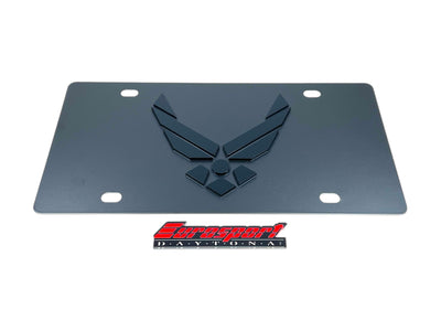 Air Force Carbon Steel Blacked Out License Plate