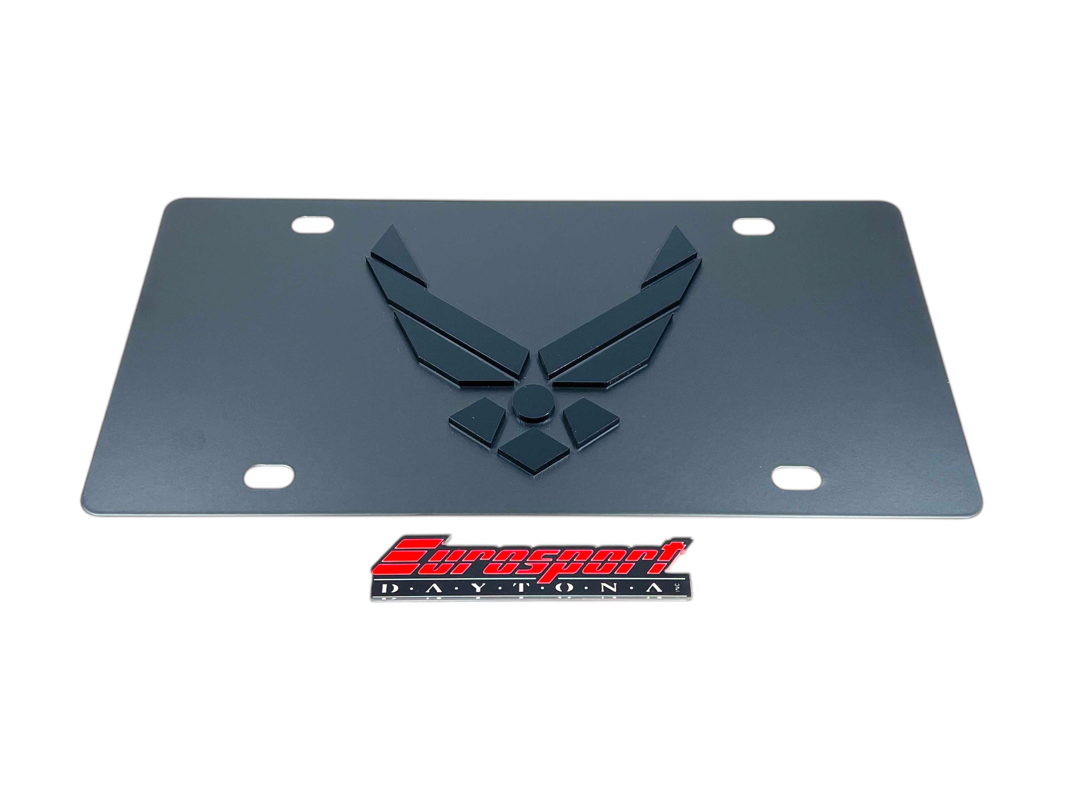 Air Force Carbon Steel Blacked Out License Plate