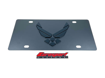 Air Force Carbon Steel Blacked Out License Plate