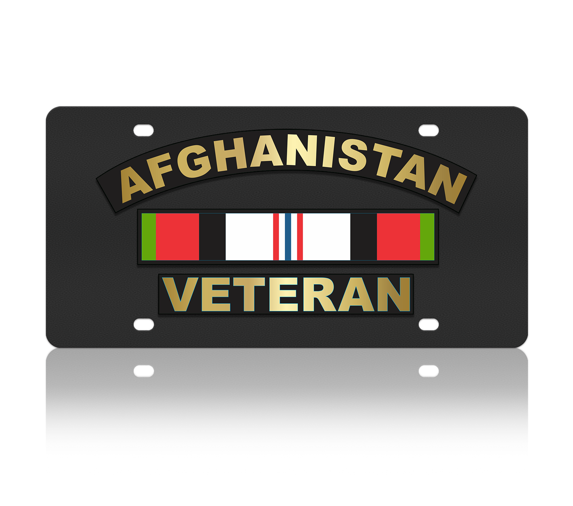 Afghanistan War Veteran Service Ribbon Carbon Steel License Plate