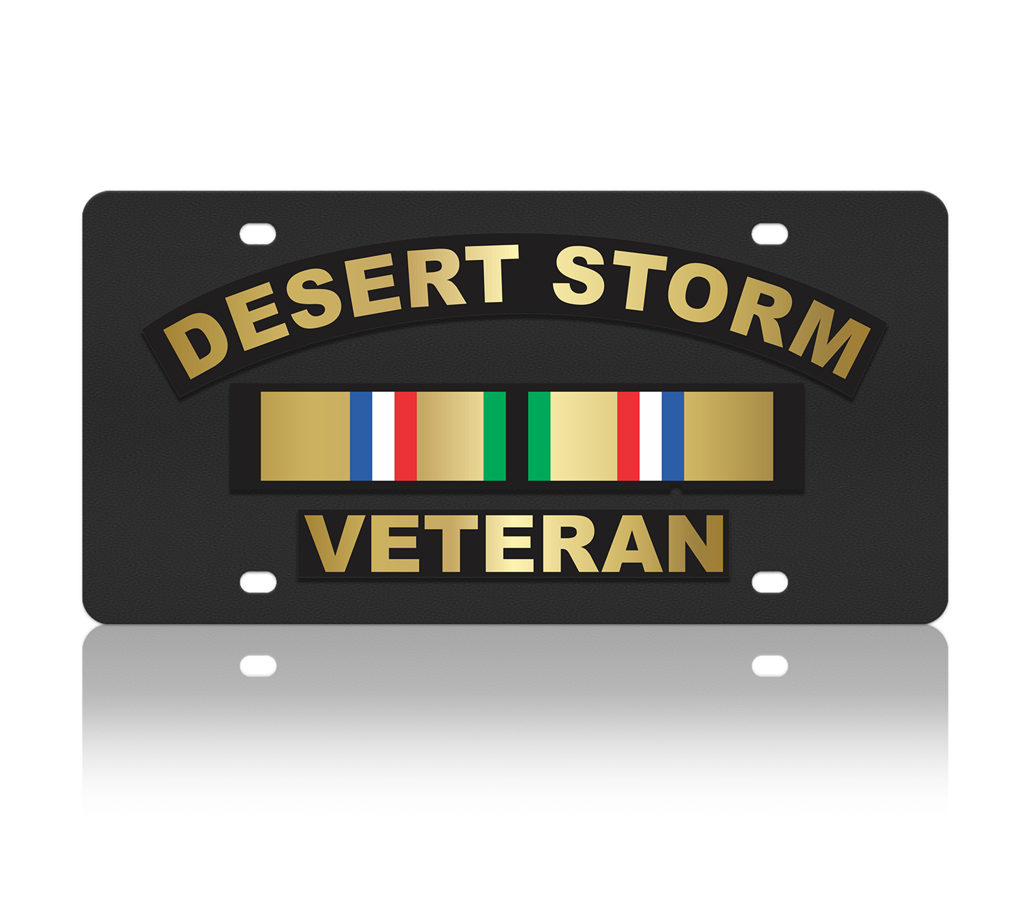 Desert Storm War Veteran Service Ribbon Carbon Steel License Plate