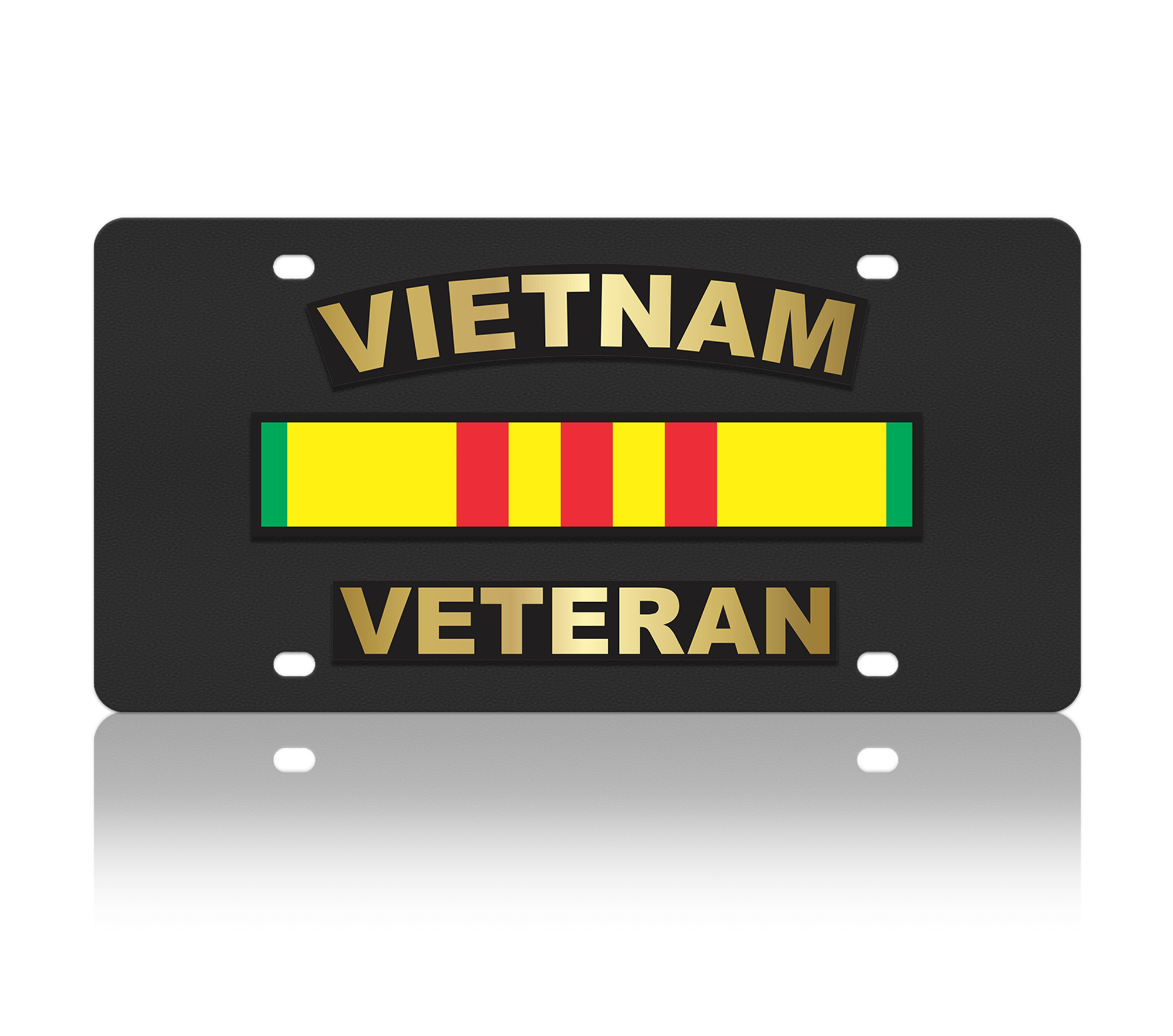 Vietnam War Veteran Service Ribbon Carbon Steel License Plate